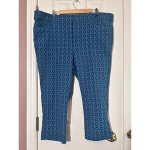 Lane Bryant Ashley Crop Pants Womens Size 24 Blue Teal Jacquard